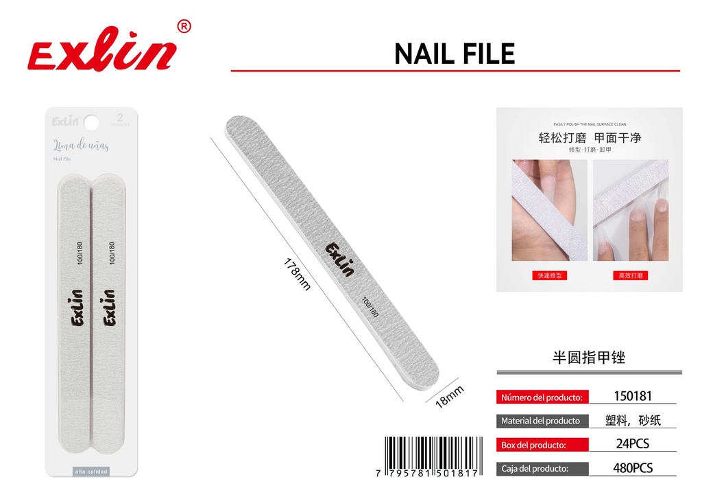QZ-J043-2PC Lima de uñas