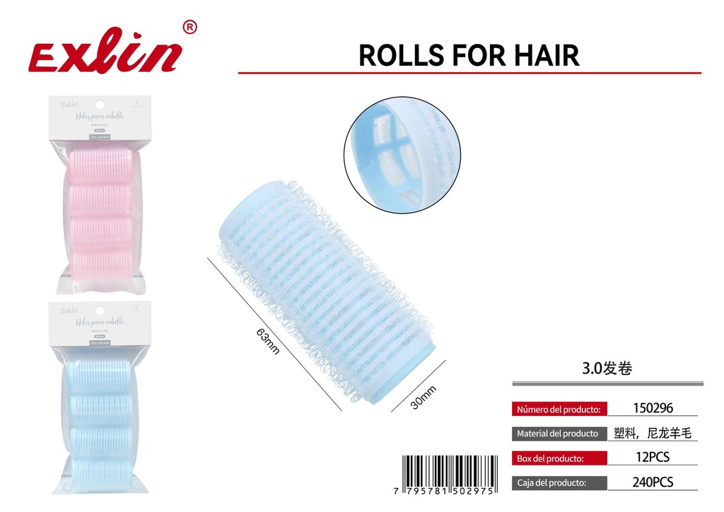 [150296] QZ-U051-4PC3.0 Hair Rollers
