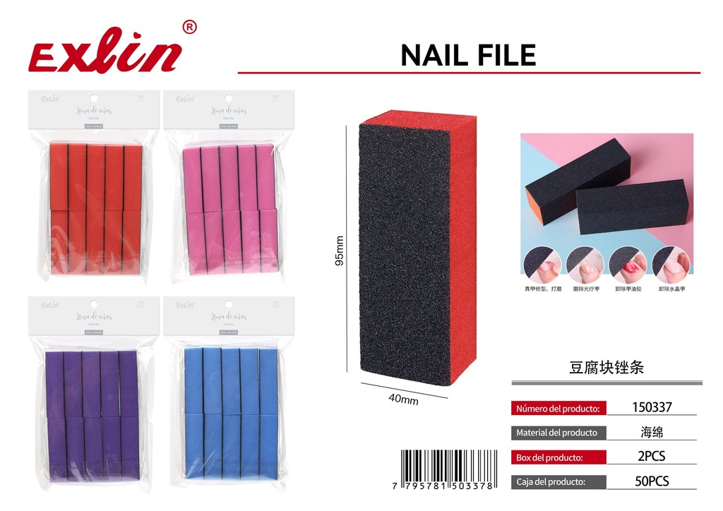 QZ-J227 10pcs  Lima de uñas