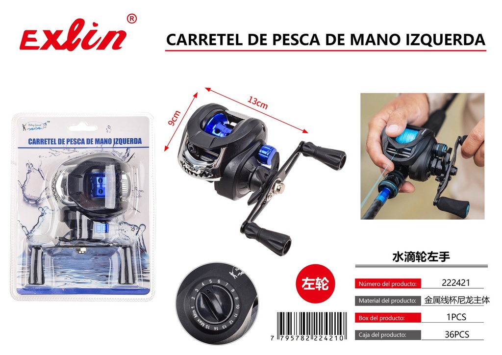 [222421] Carretel para pesca para mano izquierda