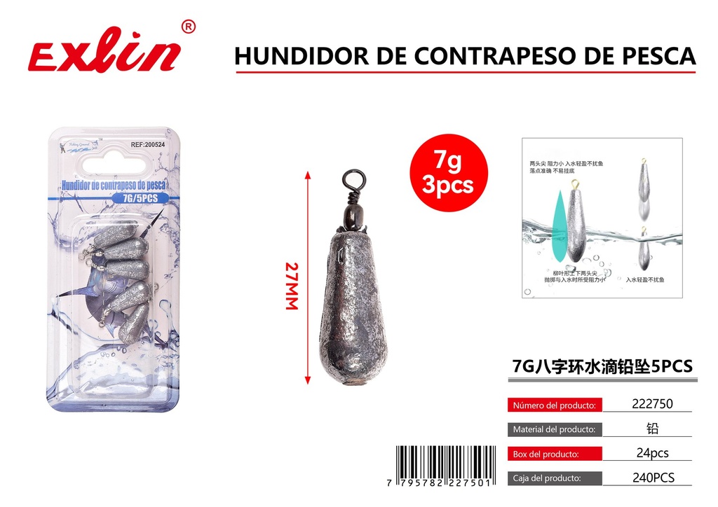 [222750] 7G figura ocho anillo gota de agua colgante de plomo 5PCS