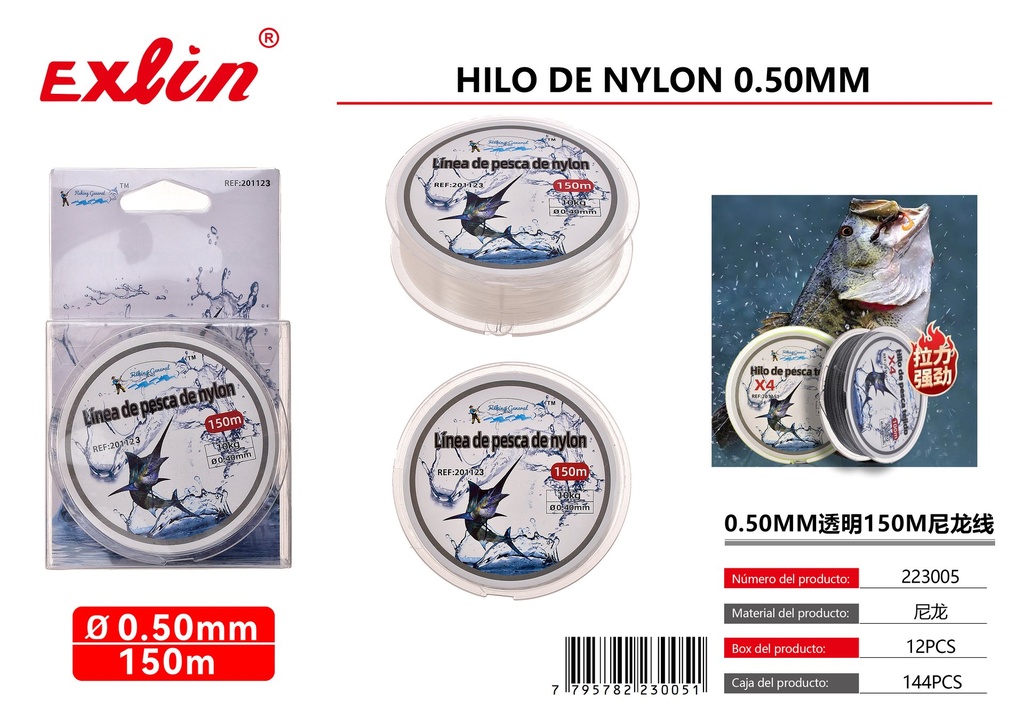[223005] Hilo de nailon transparente de 0,50 MM y 150M