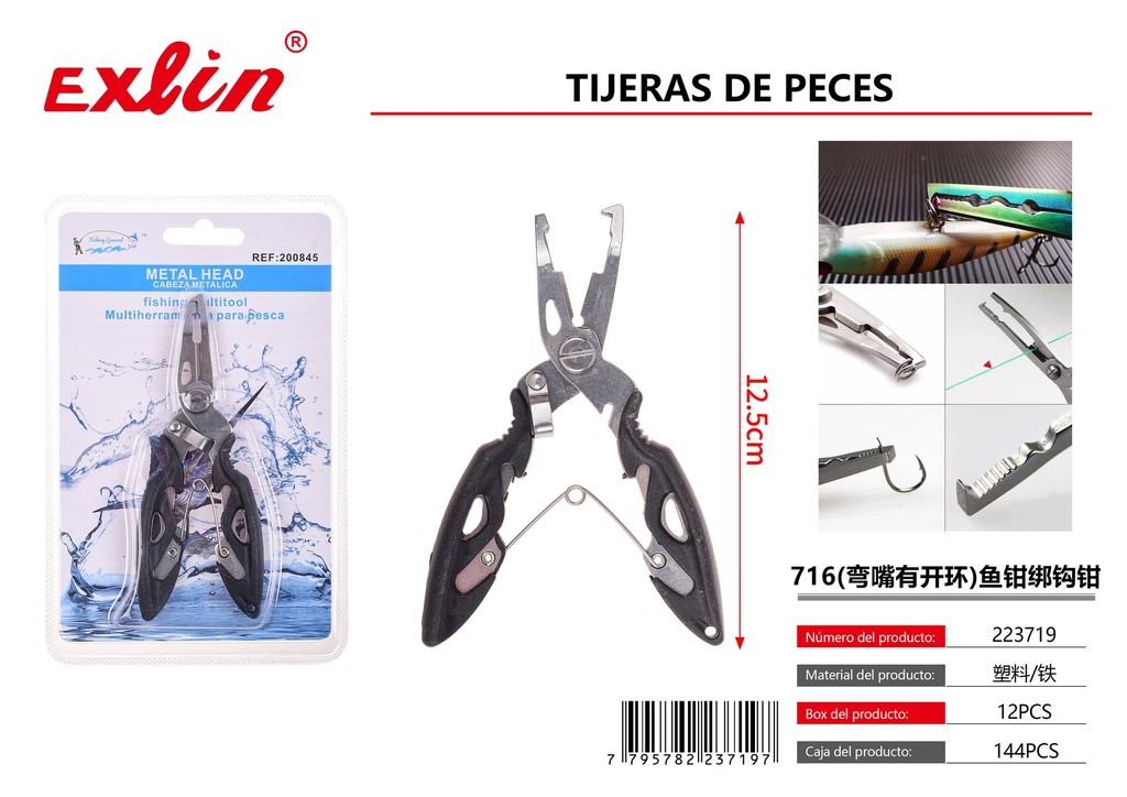 [223719] Tijeras para pescado 716 (boca curva con bucle abierto)
