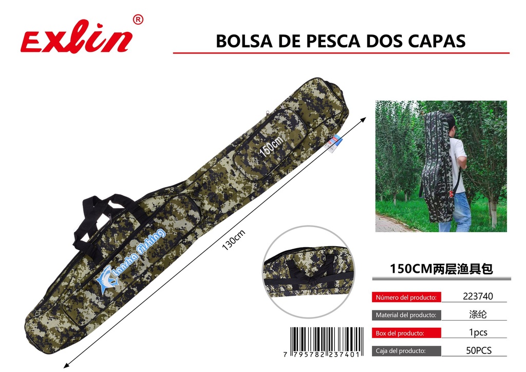 [223740] Bolsa de equipo de pesca de dos capas de 150 cm.