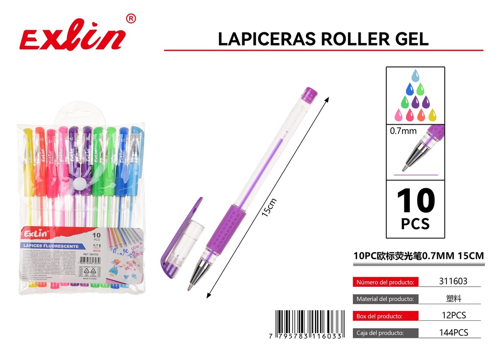 [311603] 10pc欧标荧光笔0.7mm 15CM