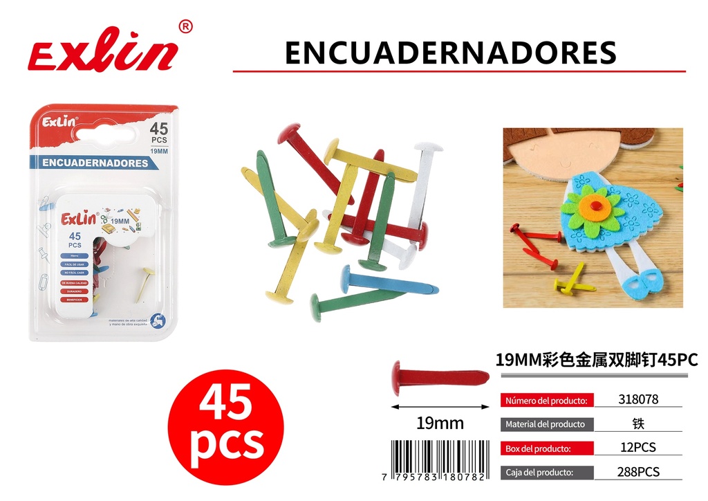19MM彩色金属双脚钉45PC