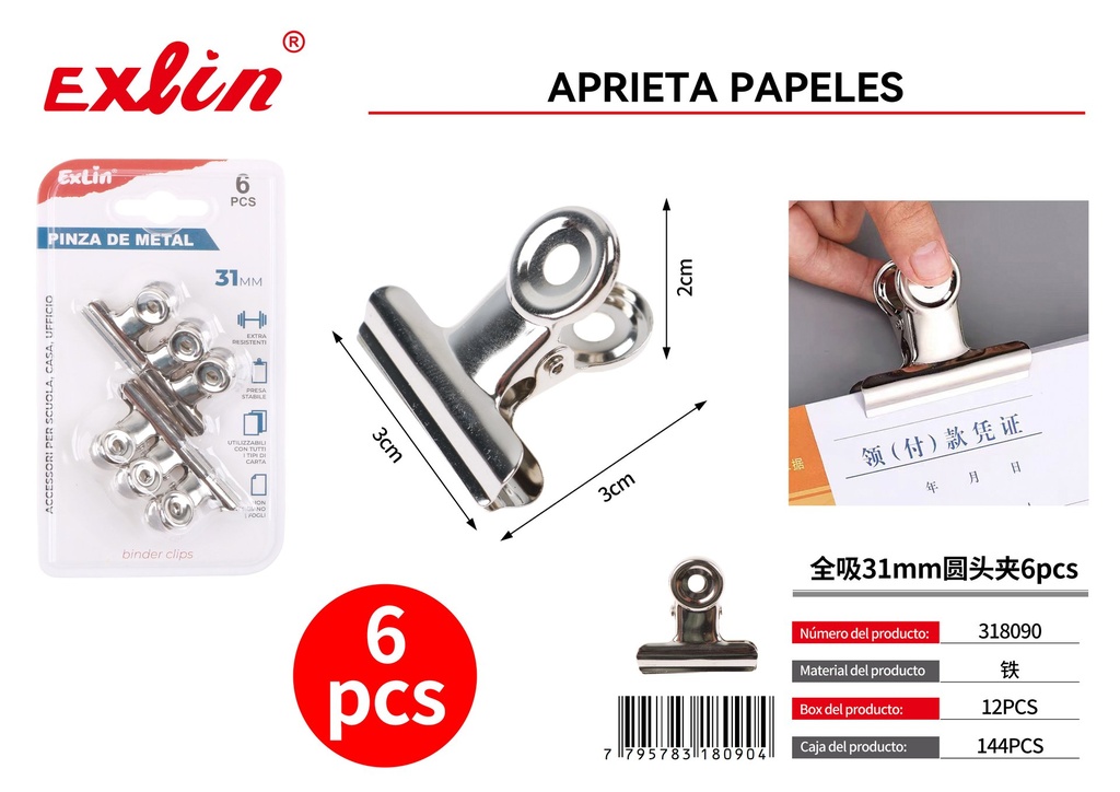 [318090] 2391全吸31mm圆头夹6pcs