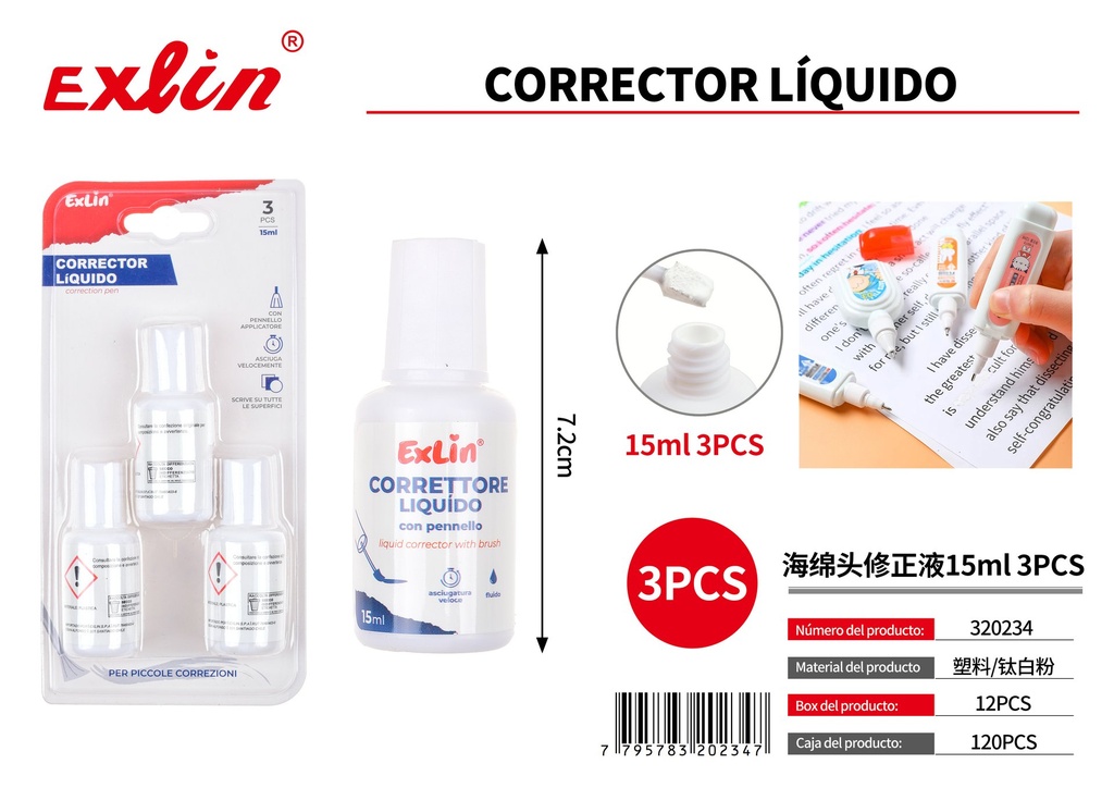 [320234] 249海绵头修正液15ml 3PC