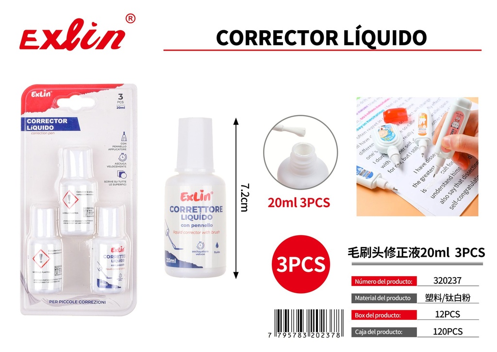[320237] 249毛刷头修正液20ml 3PC