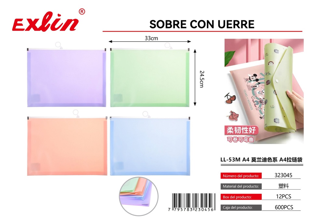 Envelope with button