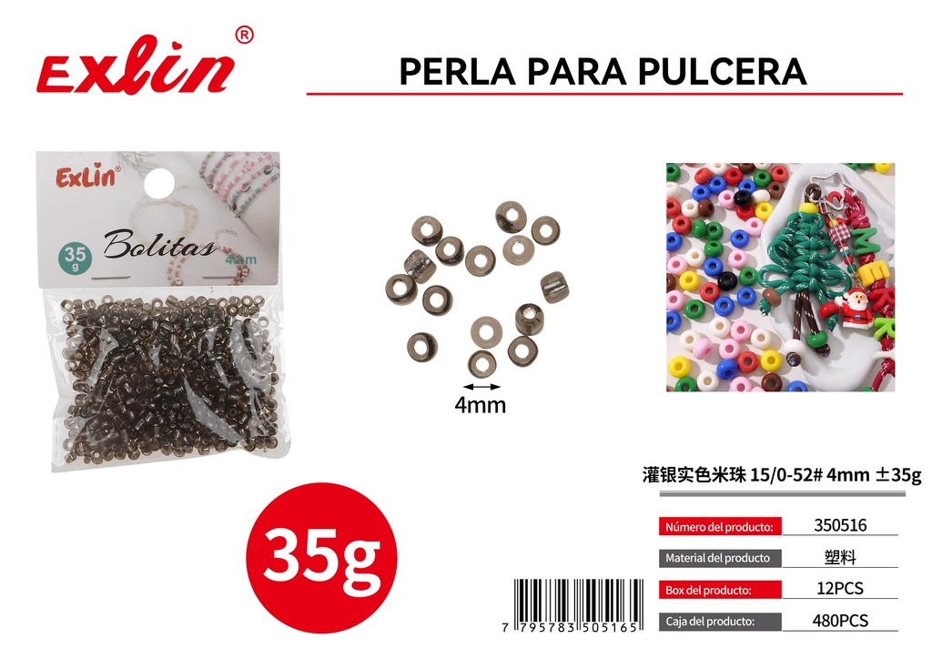 [350516] 灌银实色米珠 15/0-52# 4mm ±35g
