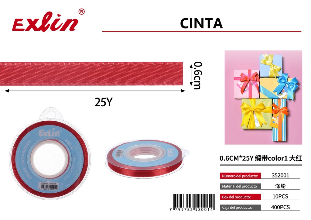 [352001] 0.6CM*25Y Cinta de regalo
