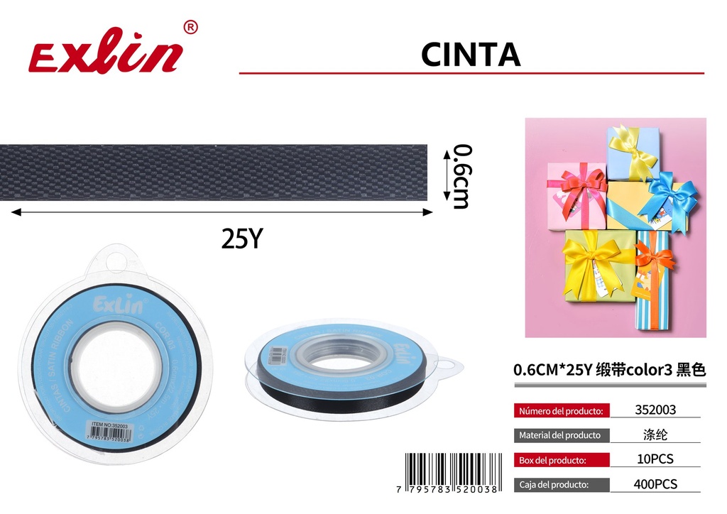 [352003] 0.6CM*25Y Cinta de regalo