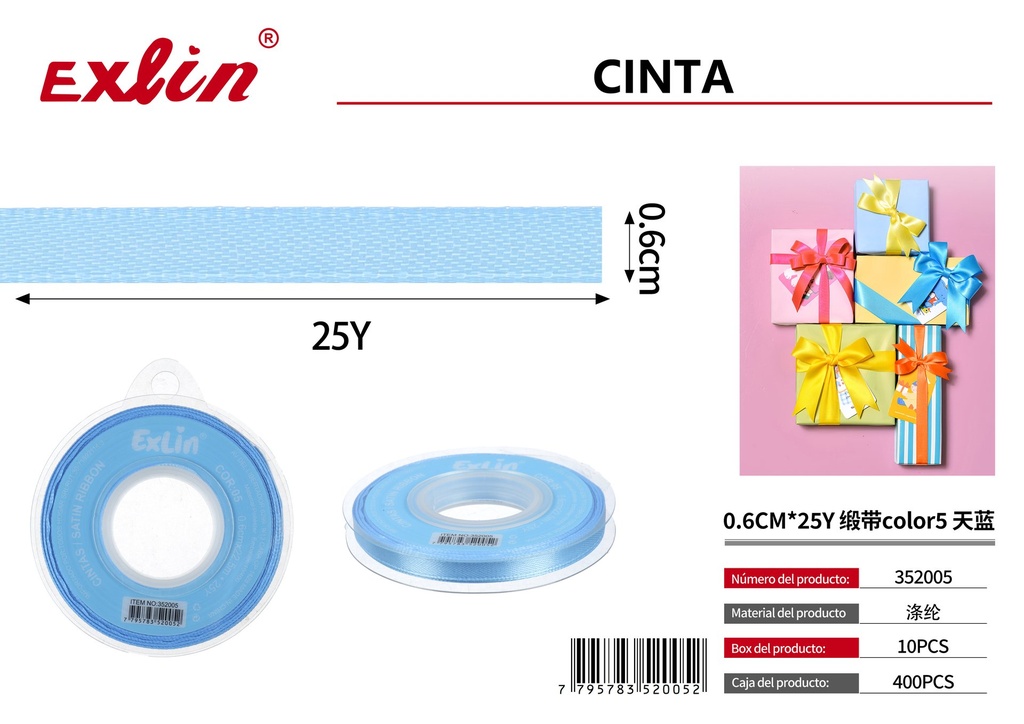 0.6CM*25Y Cinta de regalo