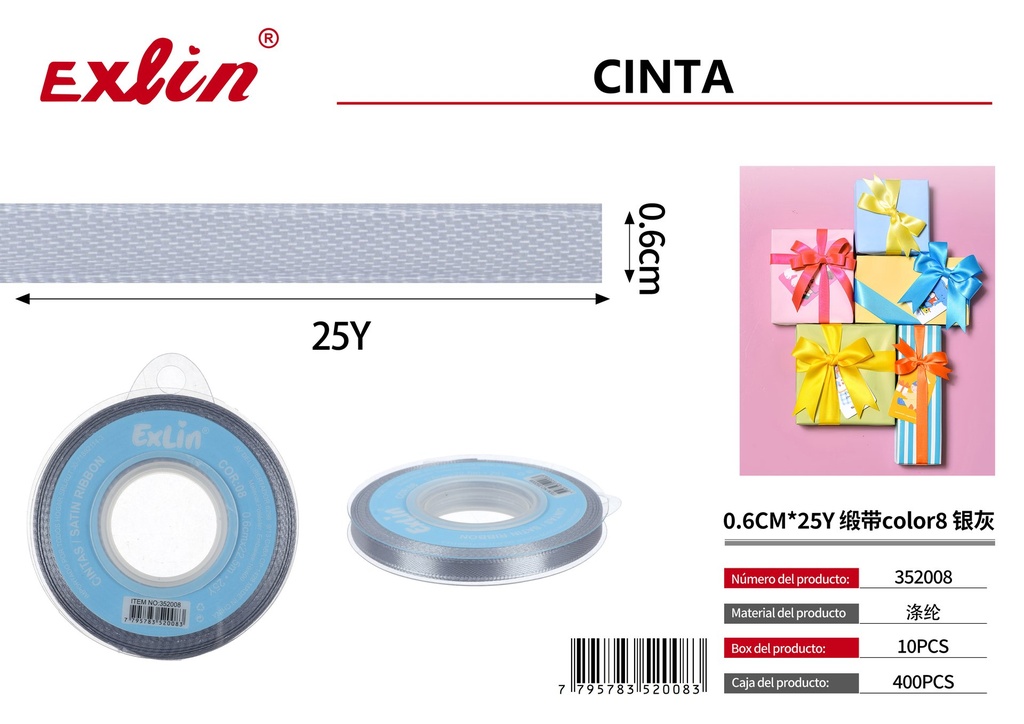 0.6CM*25Y Cinta de regalo
