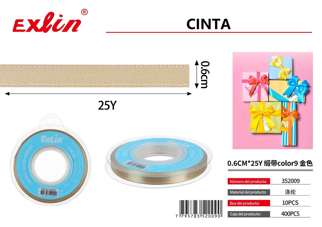 0.6CM*25Y Cinta de regalo