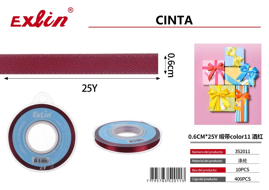 [352011] 0.6CM*25YCinta de regalo