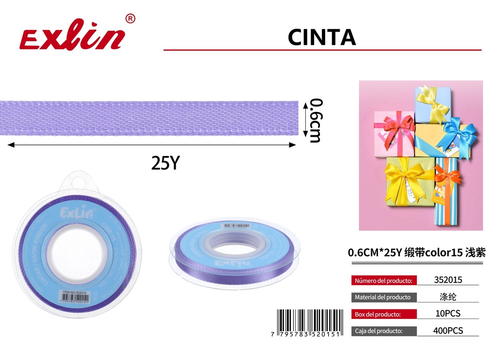 0.6CM*25Y Cinta de regalo