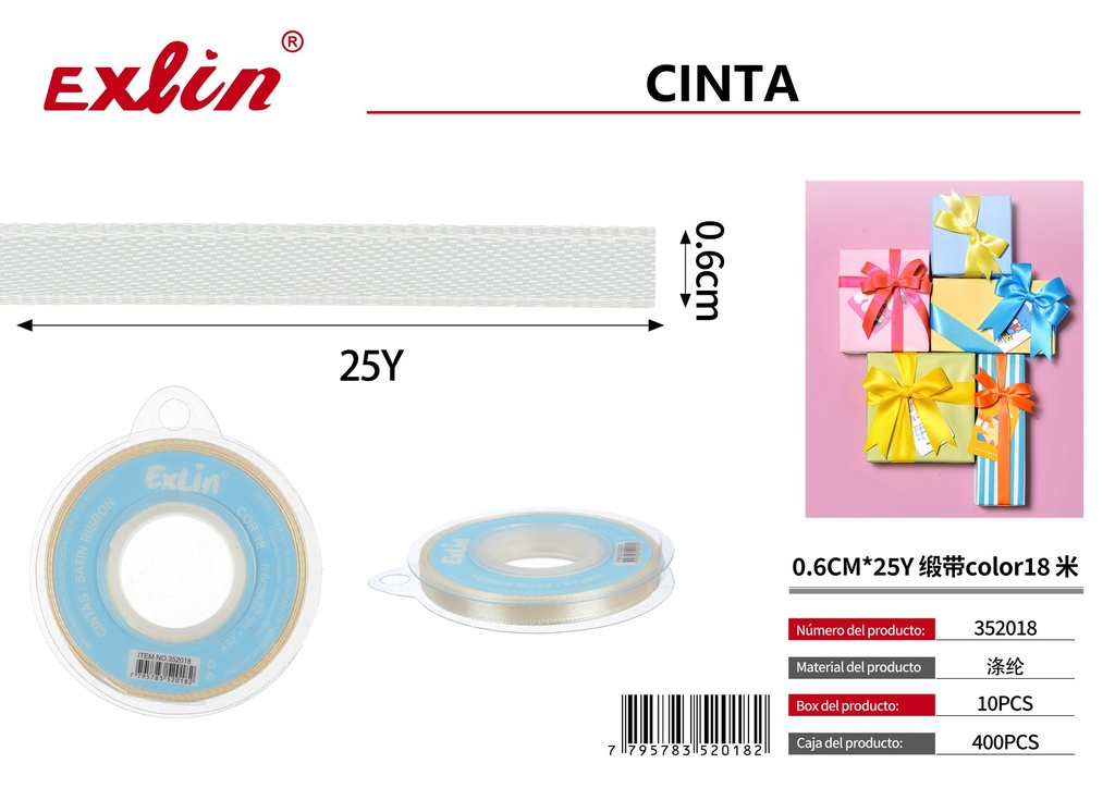 [352018] 0.6CM*25Y Cinta de regalo
