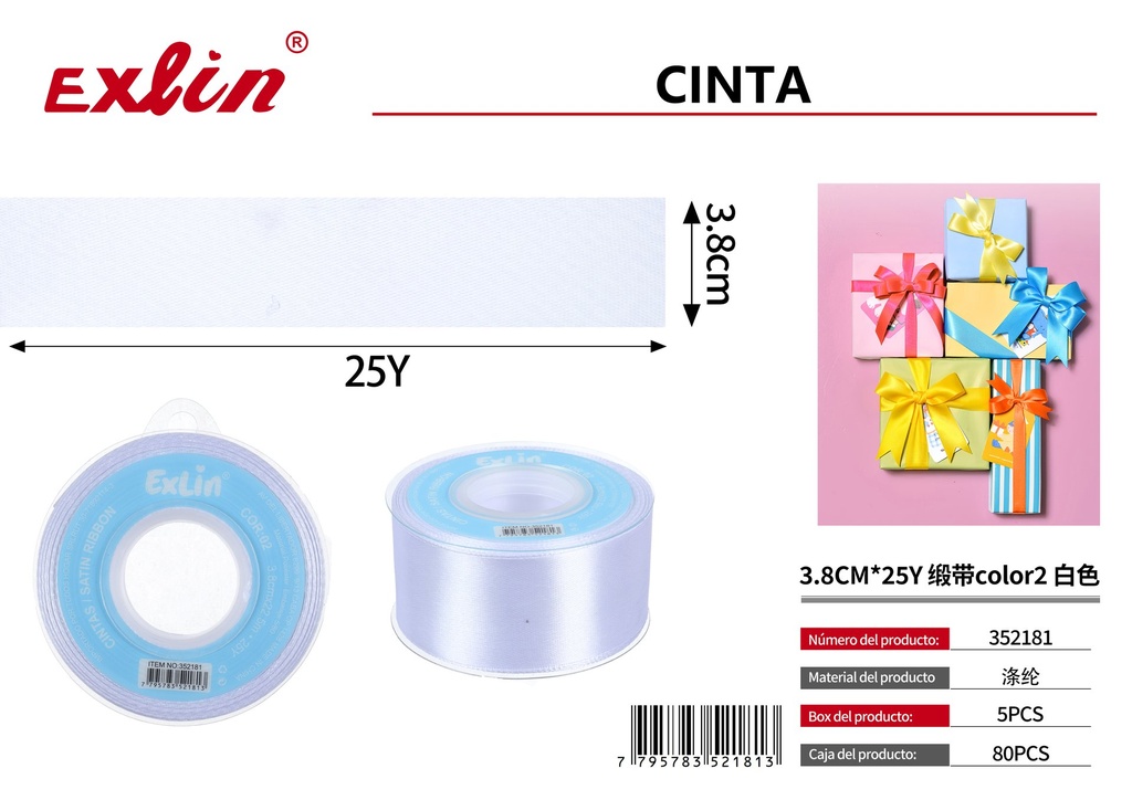 3.8CM*25Y Cinta de regalo