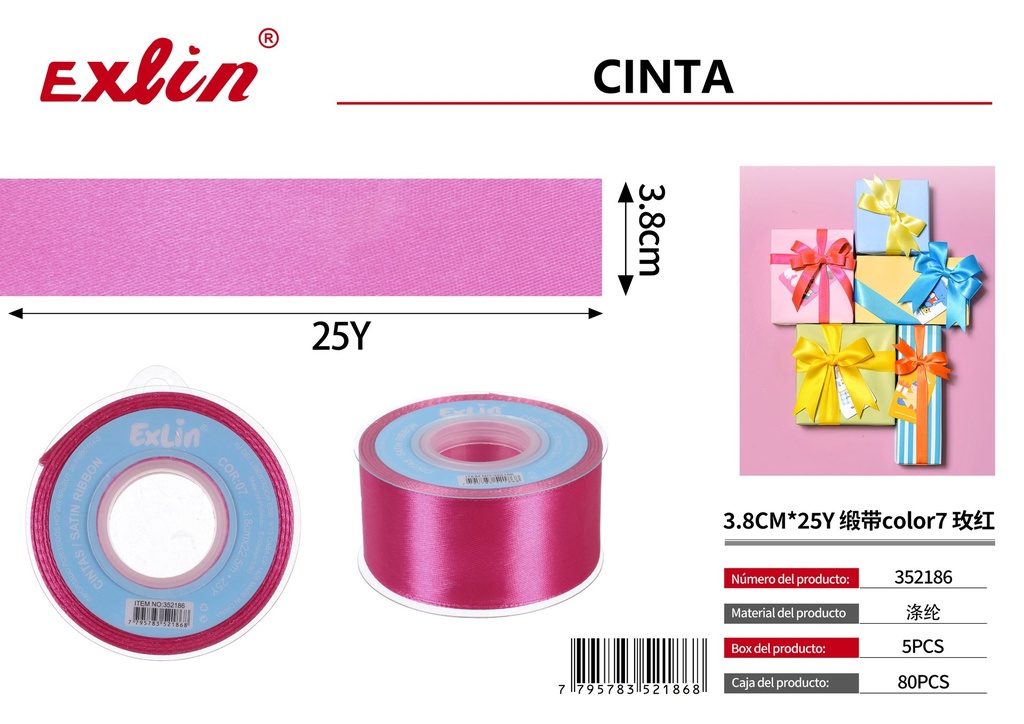 [352186] 3.8CM*25Y Gift Ribbon