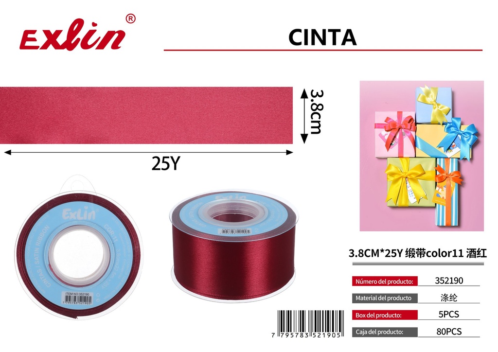 3.8CM*25Y Cinta de regalo