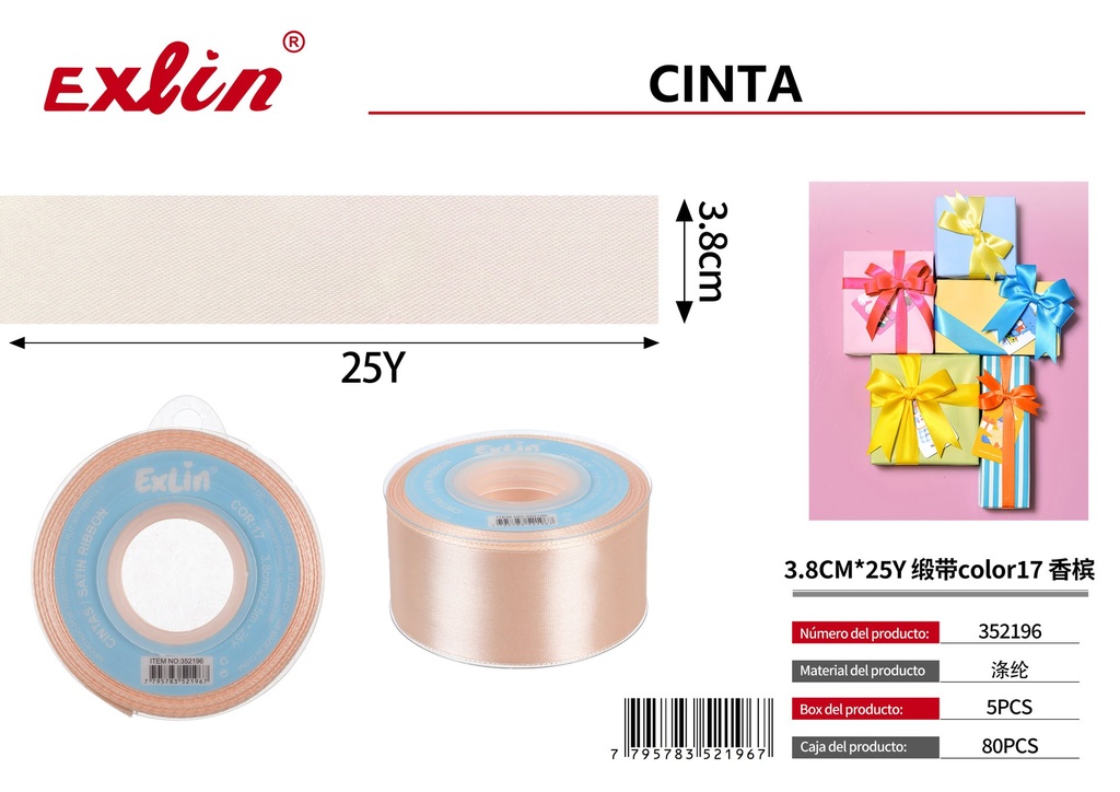 [352196] 3.8CM*25Y Cinta de regalo