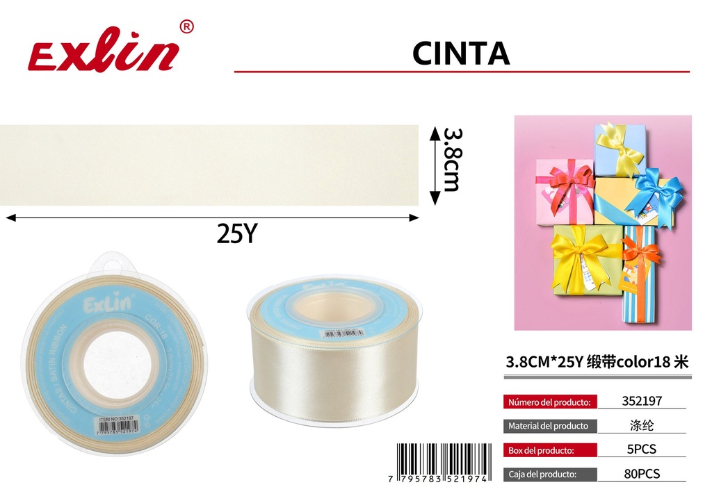 3.8CM*25Y Cinta de regalo