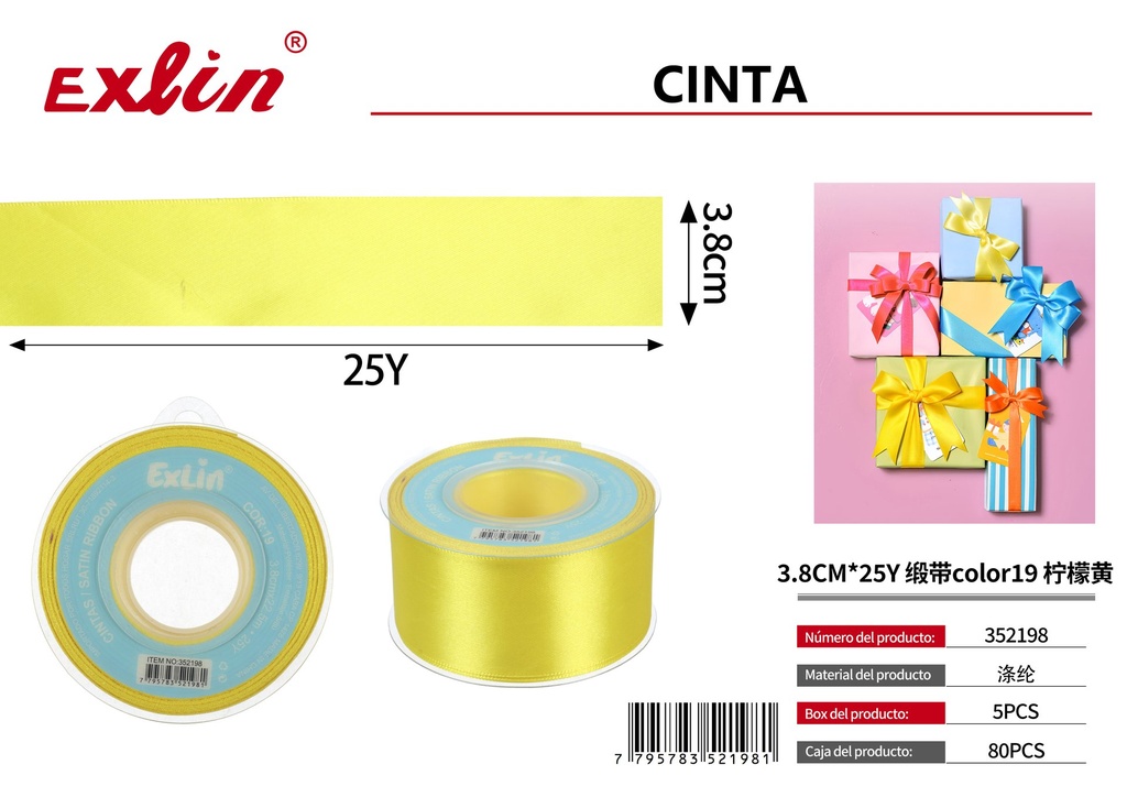 3.8CM*25Y Cinta de regalo