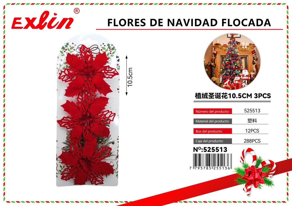 Flocked CHRISTMAS FLOWERS