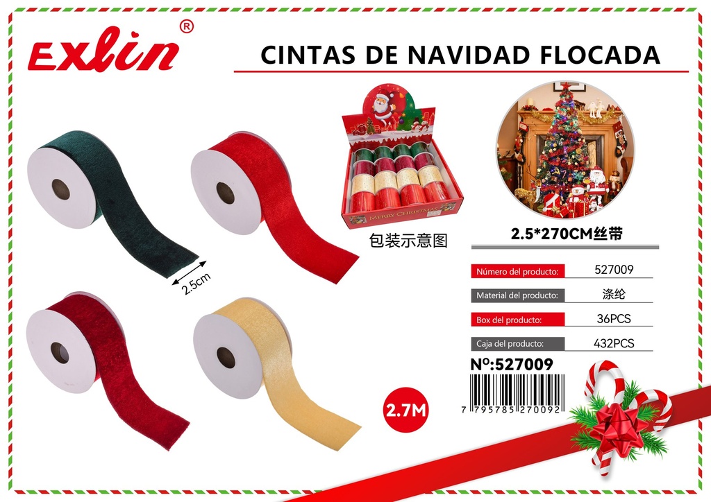 [527009] CINTAS DE NAVIDAD flocada