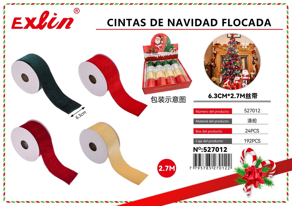 [527012] CINTAS DE NAVIDAD flocada