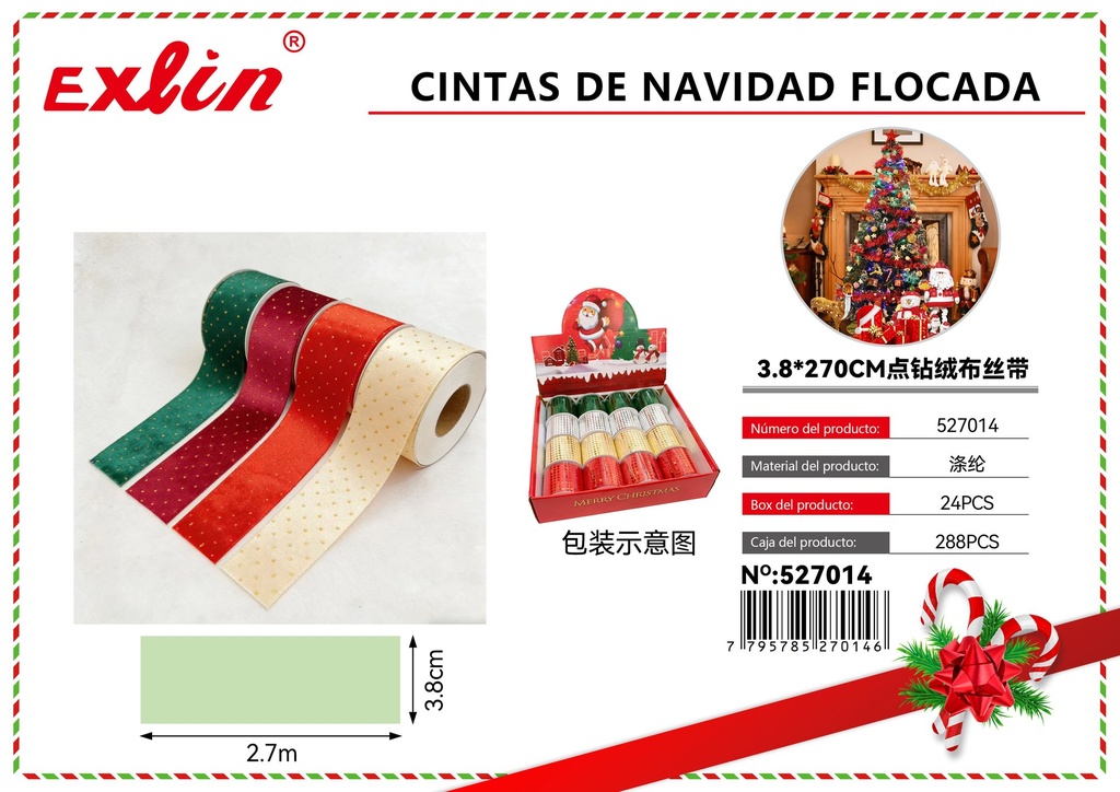 [527014] CINTAS DE NAVIDAD flocada