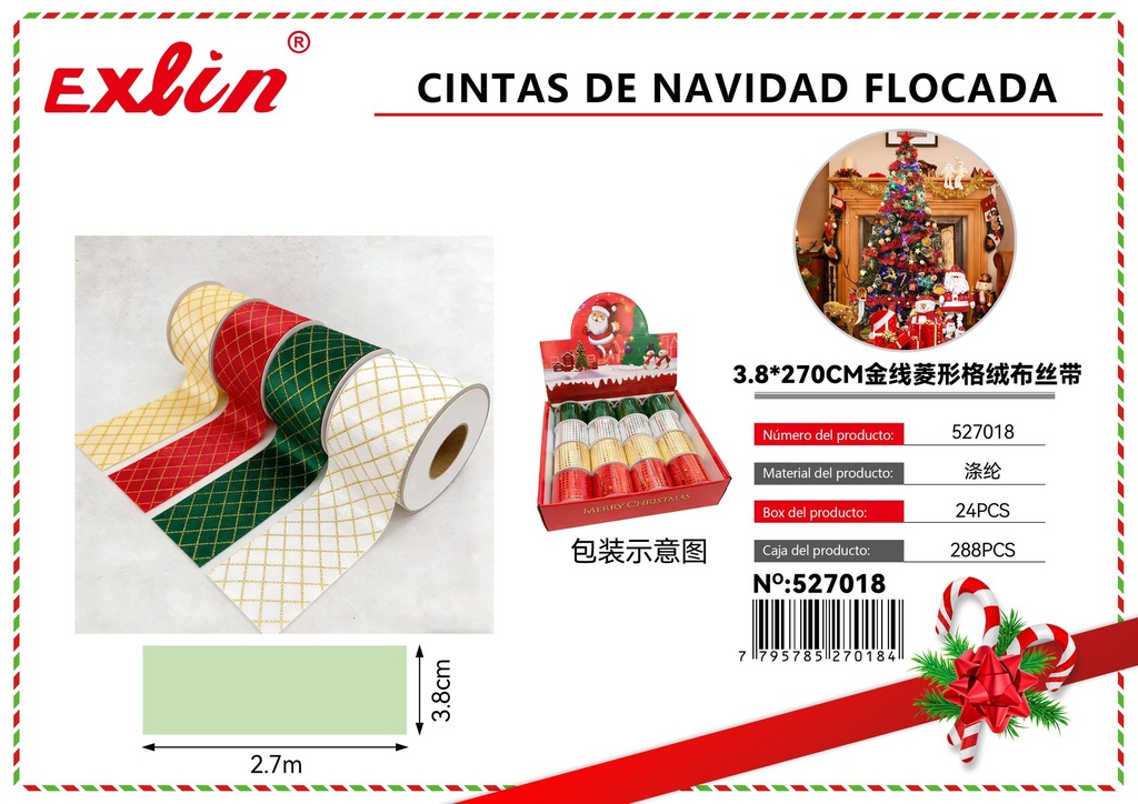 [527018] CINTAS DE NAVIDAD flocada