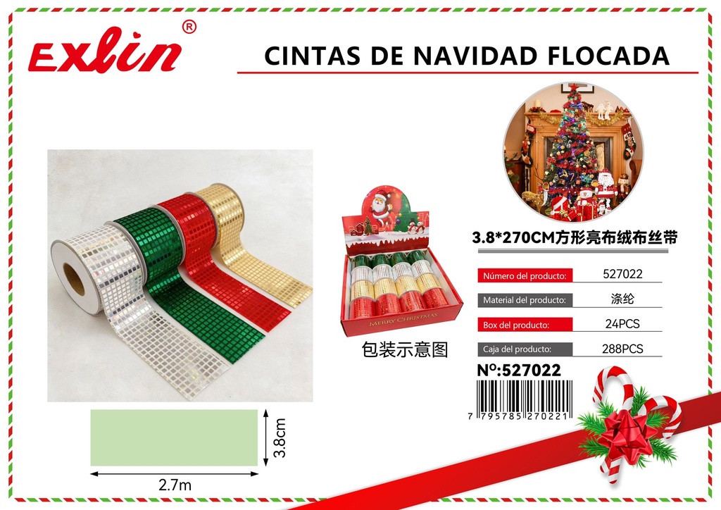 [527022] CINTAS DE NAVIDAD flocada