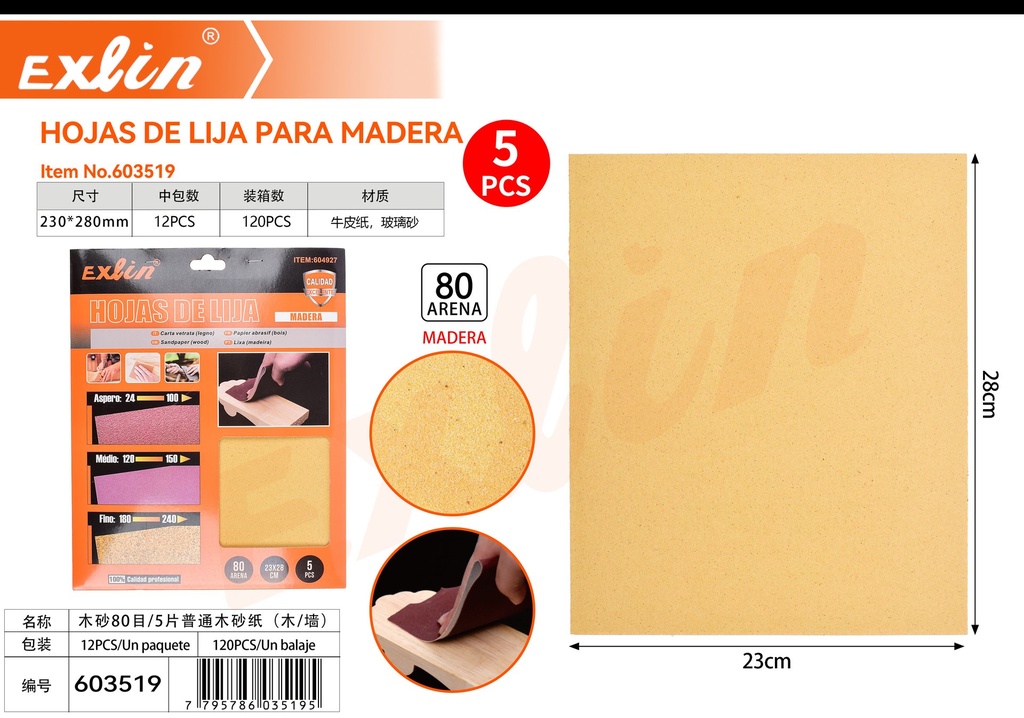 HOJAS DE LIJA PARA MADERA