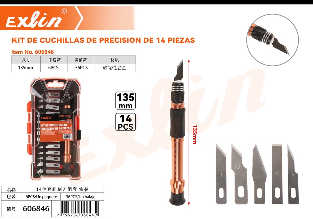 [606846] kit de cuchillas de precision de 14 piezas