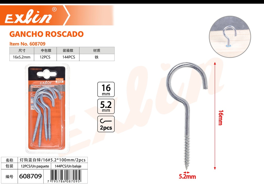 [608709] THREADED HOOK
