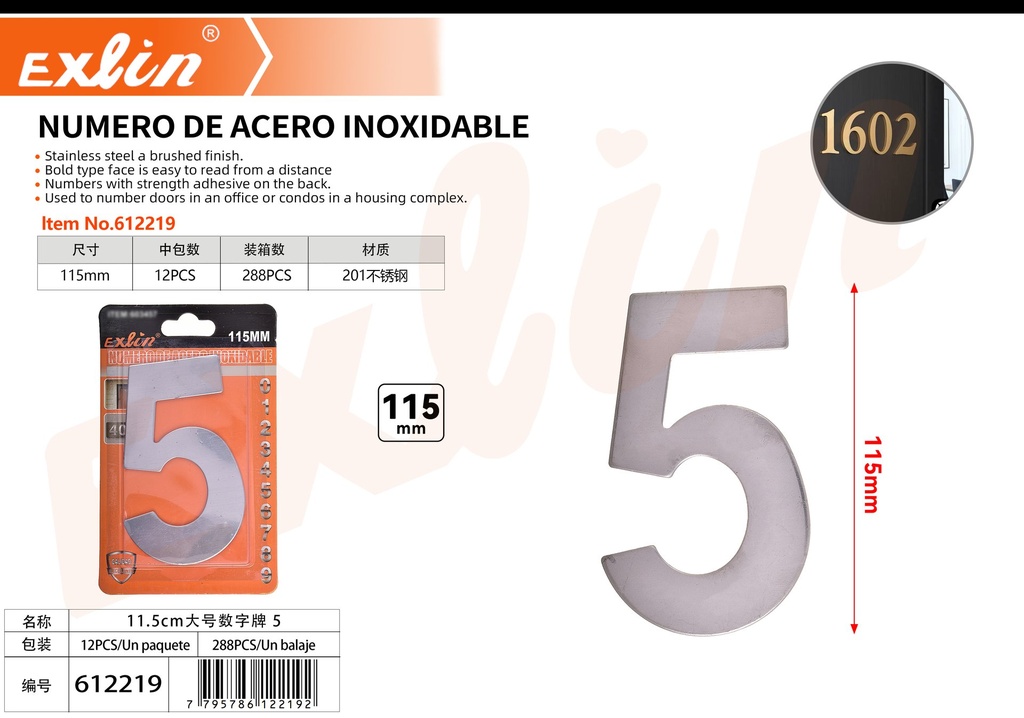 NUMERO DE ACERO INOXIDABLE