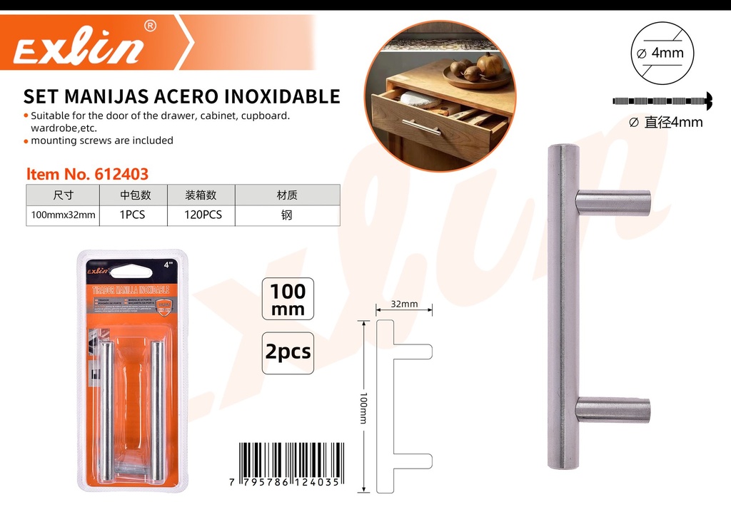 SET MANIJAS ACERO INOXIDABLE