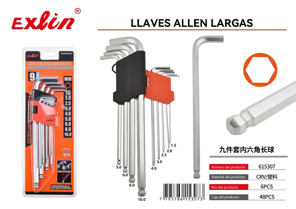 LLAVES ALLEN EXTRA LARGAS CON BOLA