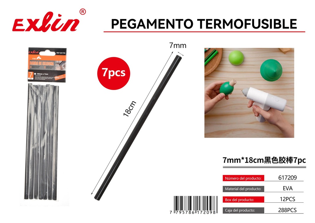 [617209] 7mm*18cm黑色胶棒7pc