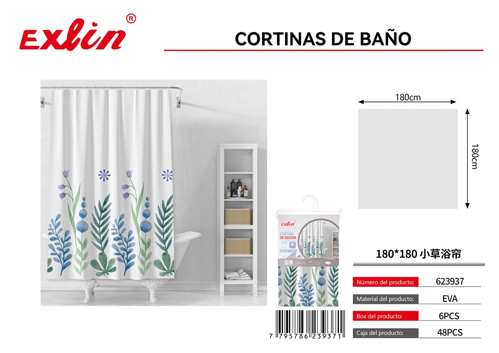 [623937] SHOWER CURTAIN WITH HOOKS