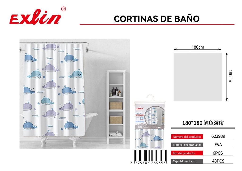 [623939] CORTINA DE DUCHA CON GANCHOS