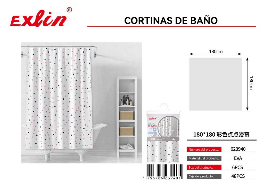 [623940] CORTINA DE DUCHA CON GANCHOS