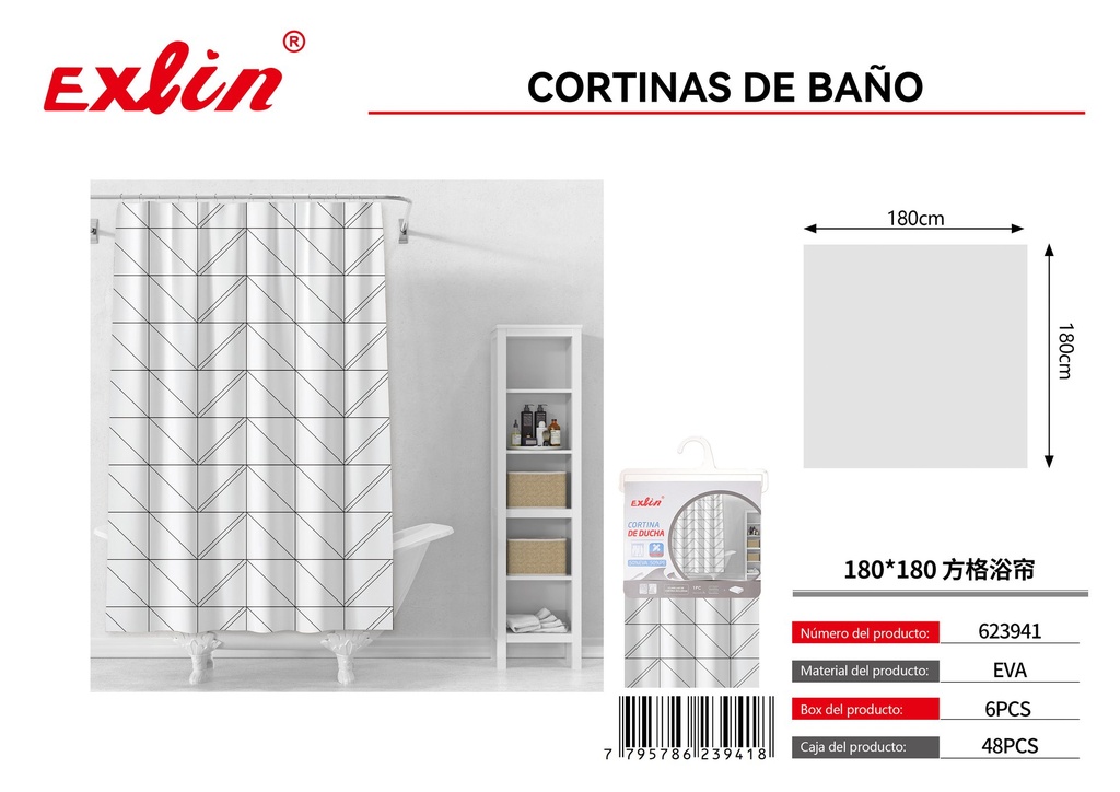 CORTINA DE DUCHA CON GANCHOS
