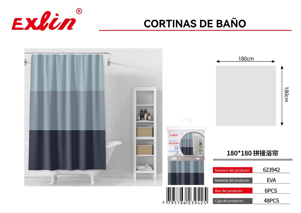 [623942] SHOWER CURTAIN WITH HOOKS