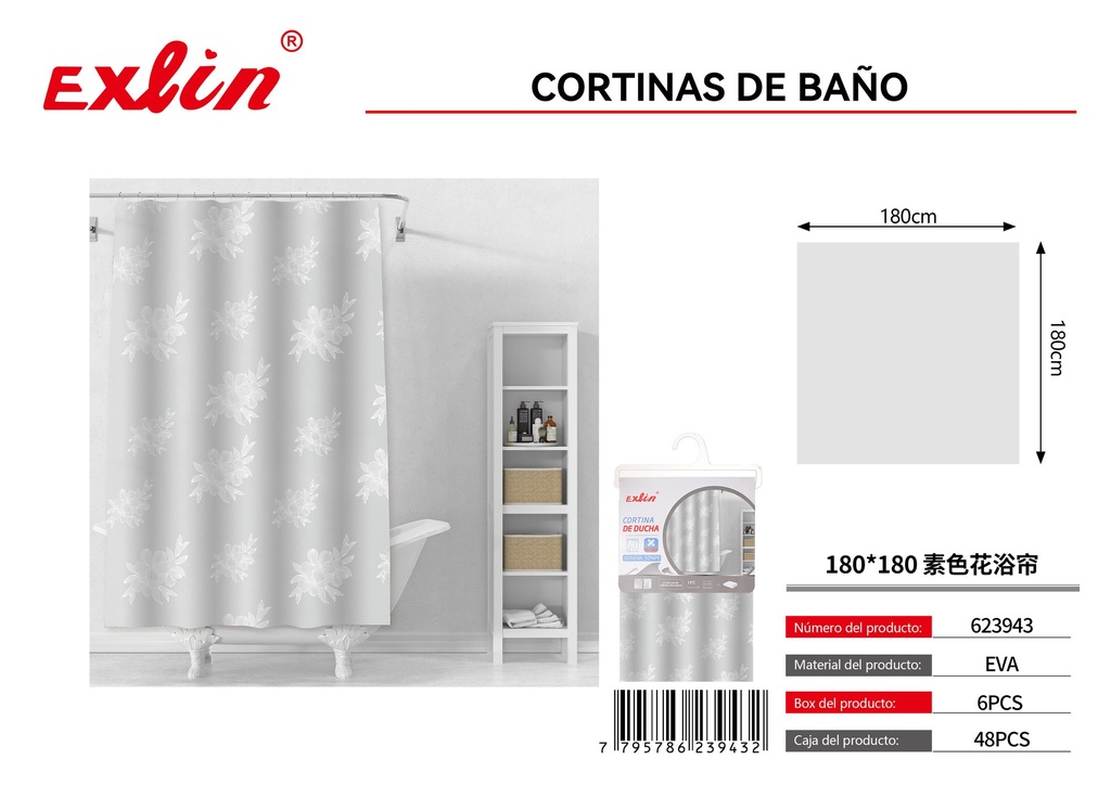 CORTINA DE DUCHA CON GANCHOS