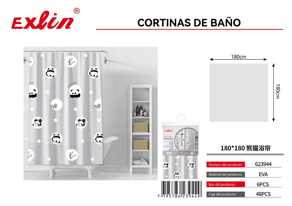 [623944] CORTINA DE DUCHA CON GANCHOS