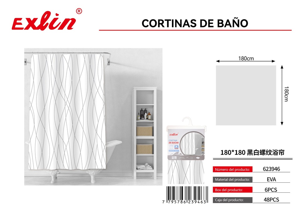 [623946] CORTINA DE DUCHA CON GANCHOS